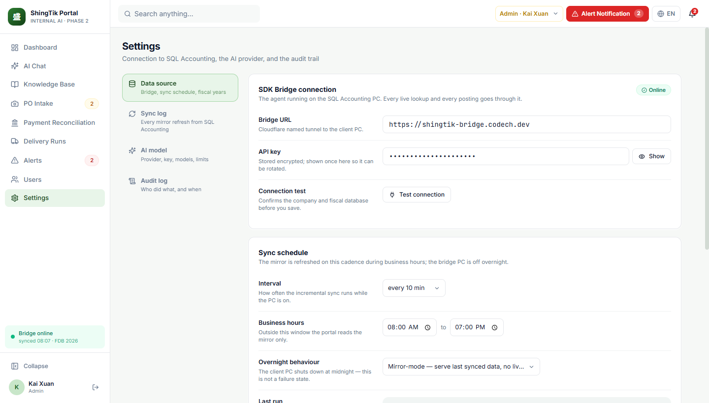 Settings — prototype
